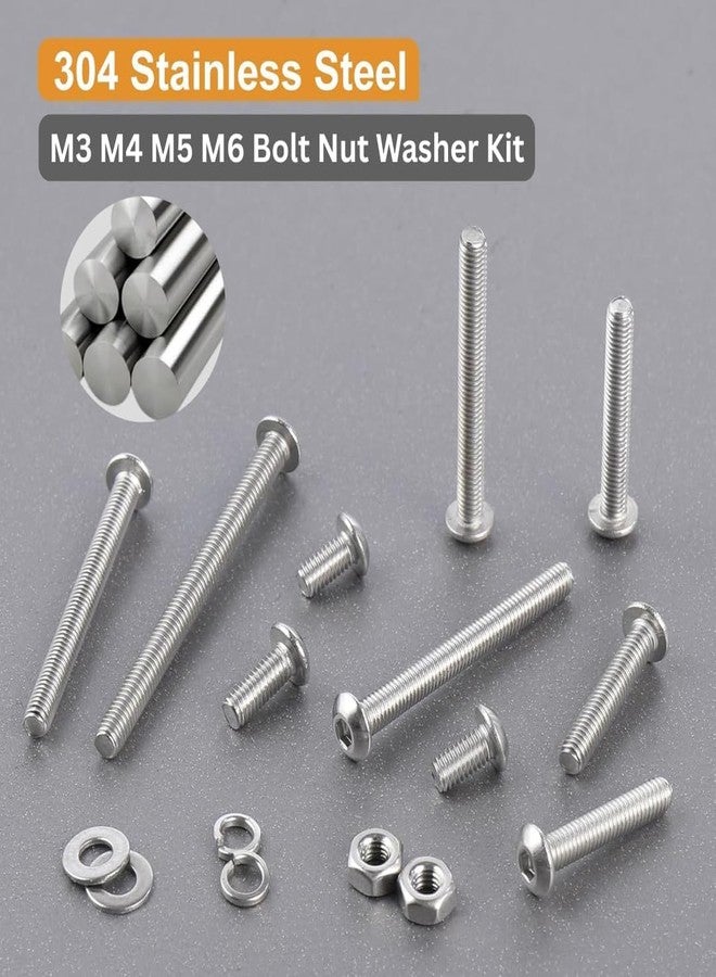GENERASIS - M3 M4 M5 M6 | Button Head Internal Hex Cap Bolt Screw Assortment Kit | Stainless Steel 304 Grade | Internal Hex Bolts with Matching Hex Nuts (Button Head Internal Hex Cap Bolt Pack of 280) - Image 4